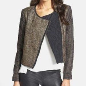 NWT Kenneth Cole Sz 6 Black Gold Blazer Zipper